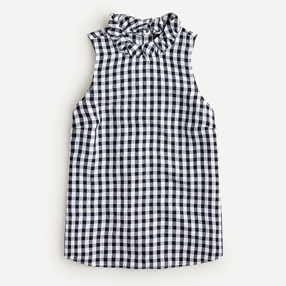 NWT J. Crew Ruffleneck top in drapey gingham